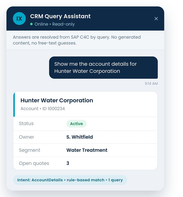 CRM Query Assistant showing open pipeline value and opportunities due to close this quarter